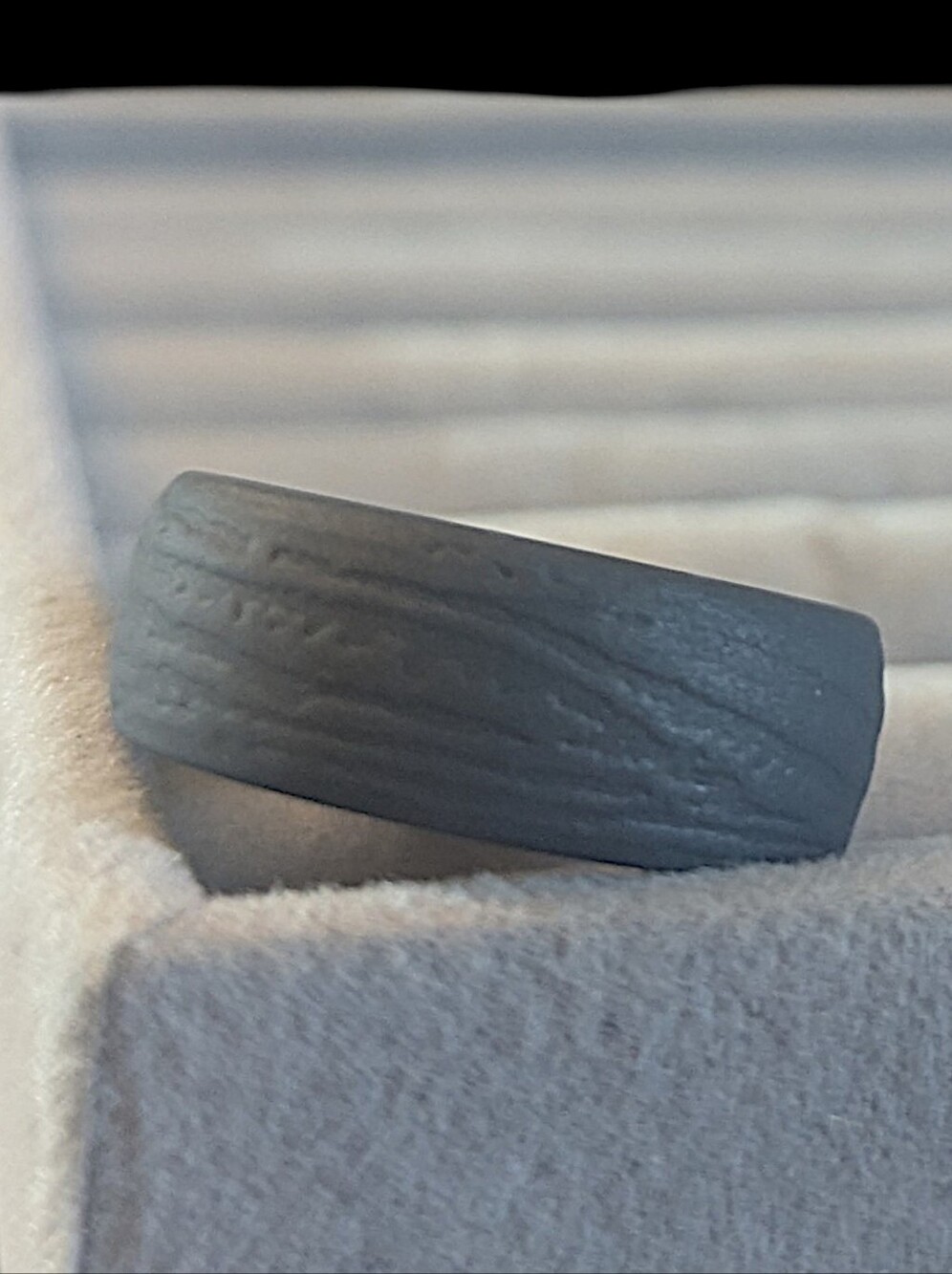 Wood Grain Textured Gray Silicone Men's Ring - Simple Modern Band - 9, 10, 11